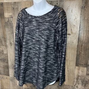 Vanity Blue Black Stone Embellished Blouse Size L